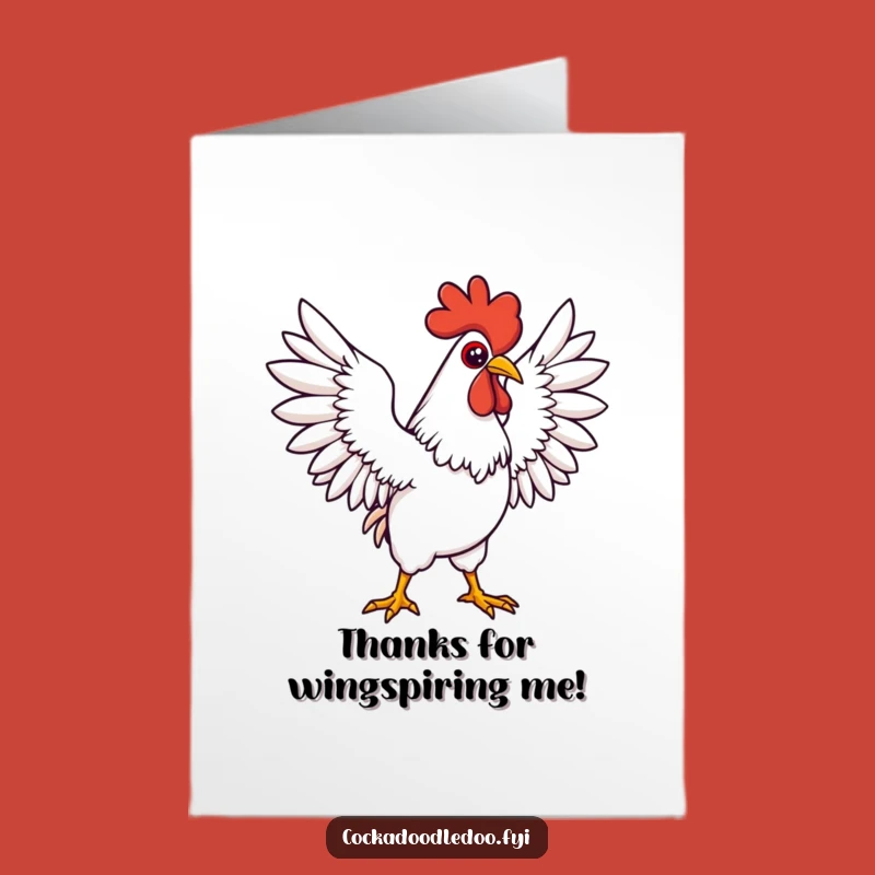 Free Printable Thank You Card: Determined Kawaii Rooster Wings - Funny Downloadable Gift