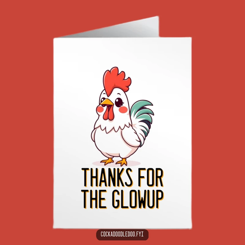 Free Printable Thank You Card: Excited Rooster, Glowing Comb, Downloadable Thanks!