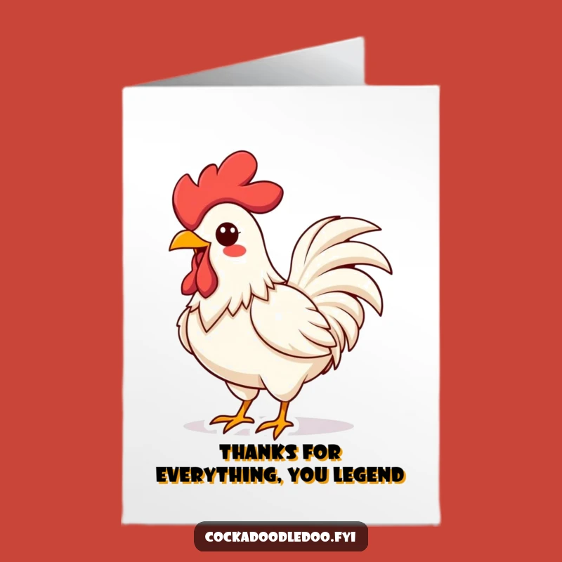 Free Printable Thank You Card: Kawaii Rooster Crowing Gratitude, Sweet Downloadable Gift