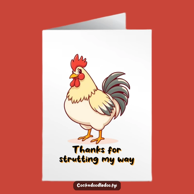 Free Printable Thank You Card: Strutting Rooster Shows Gratitude Downloadable Gift