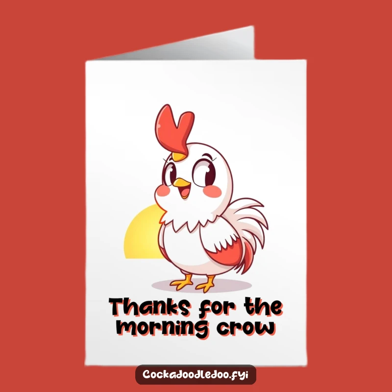 Free Printable Thank You Card: Grinning Rooster Sunrise - Cheerful DIY Downloadable Gift