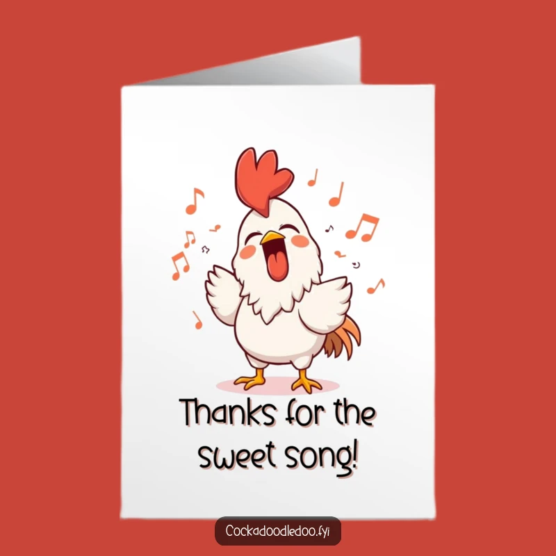 Free Printable Rooster Singing Thank You Card: Cheerful Rooster Downloadable Gift!
