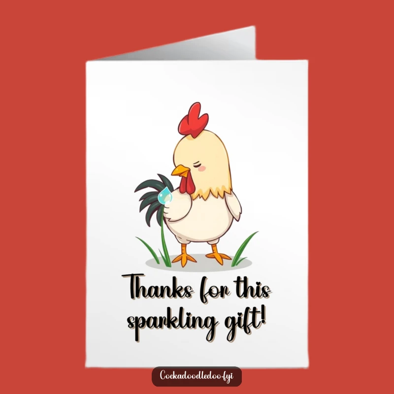 Free Printable Thank You Card: Playful Rooster Dewdrop Funny Downloadable