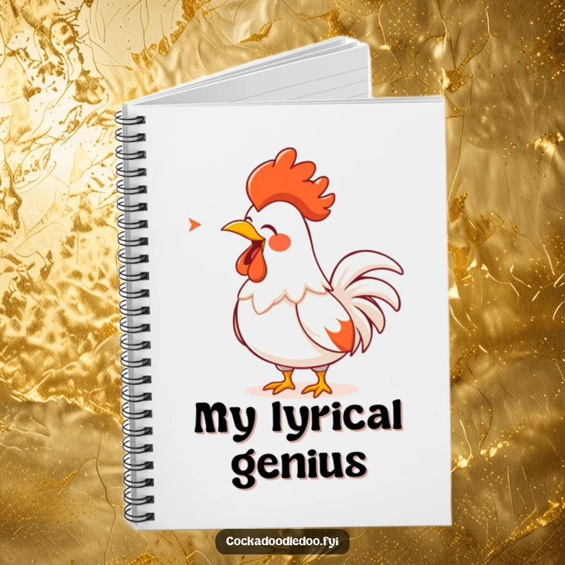 Funny Rooster Notebook: A cartoon rooster with a golden comb, singing loudly, ideal for jotting down expressive notes.