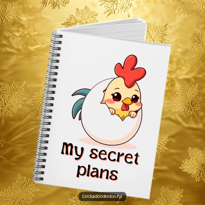 Funny Shy Rooster Egg Notebook: A lined notebook decorated with a shy rooster peeking from behind a large egg.