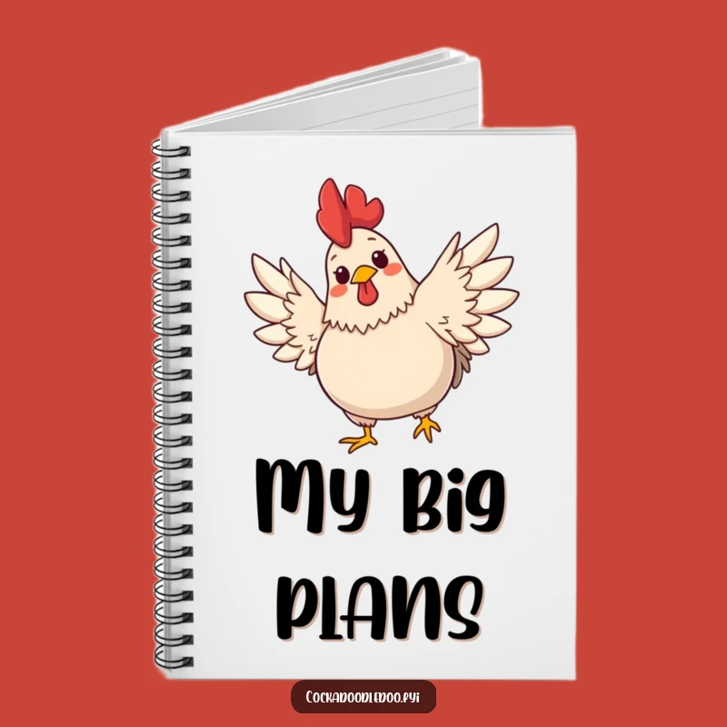 Funny Rooster Wings Notebook - Plump Rooster, Cheerful Expression, Journal Funny Gift