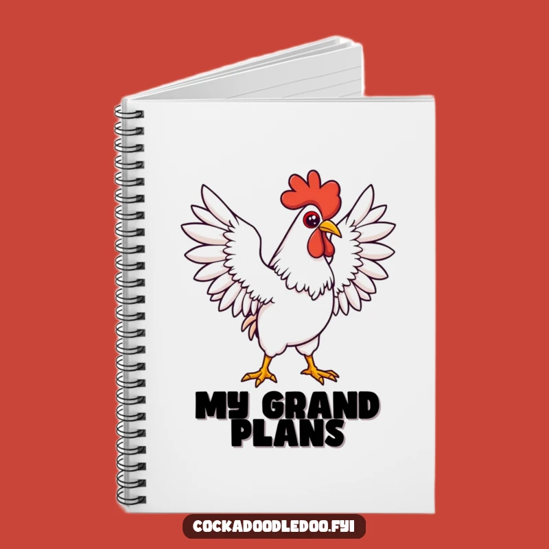 Funny Kawaii Rooster Notebook: Determined Wings Pose - Planning Funny Gift for Goals