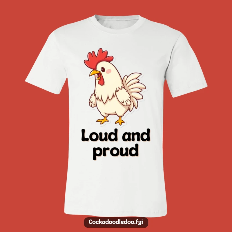 Funny Determined Rooster Crowing T-Shirt: Joyful Cartoon Bird Shirt for Funny Gifts