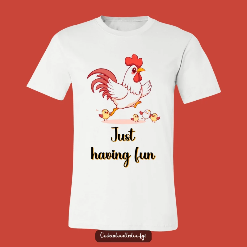 Funny Playful Rooster T-Shirt: Happy Chase Graphic, Perfect Humorous Gift
