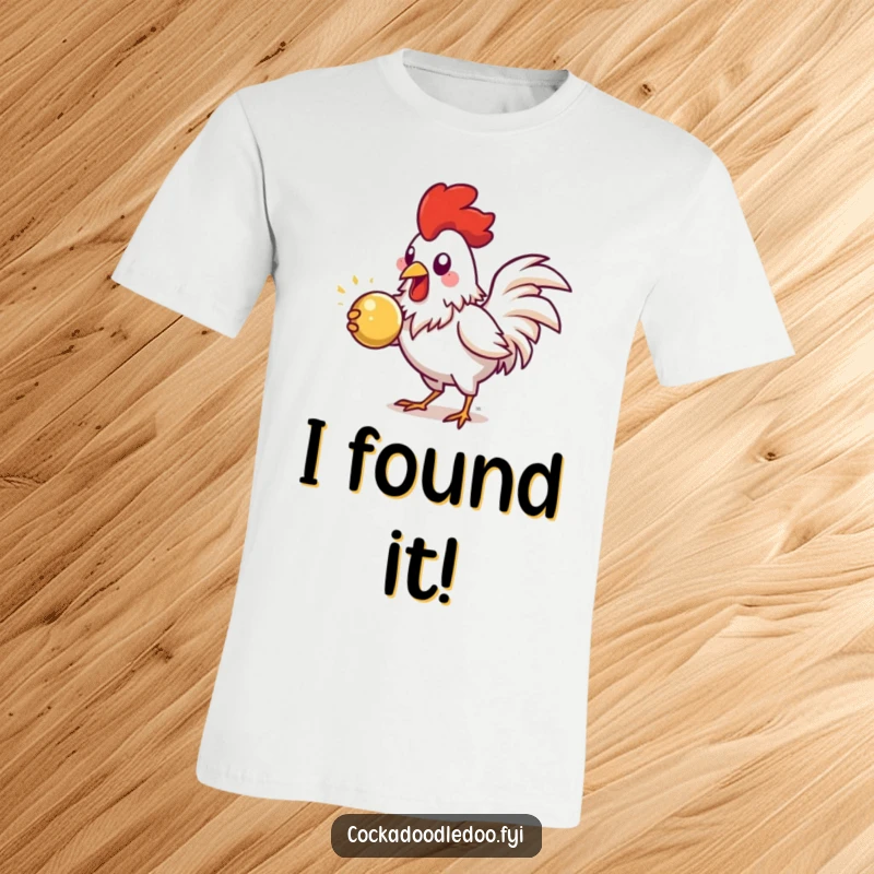 Funny Rooster T-Shirt, energetic pecking at a shiny object, a humorous graphic tee about focus.