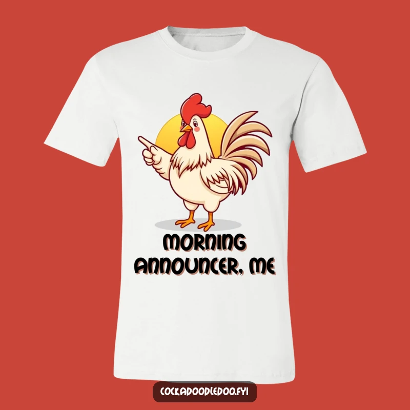 Funny Rooster Sunrise T-Shirt: Energetic Cartoon Apparel for Morning People
