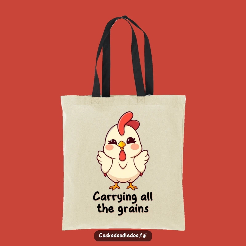 Funny Kawaii Rooster Tote Bag - Playful Winking Style, Eco Gift