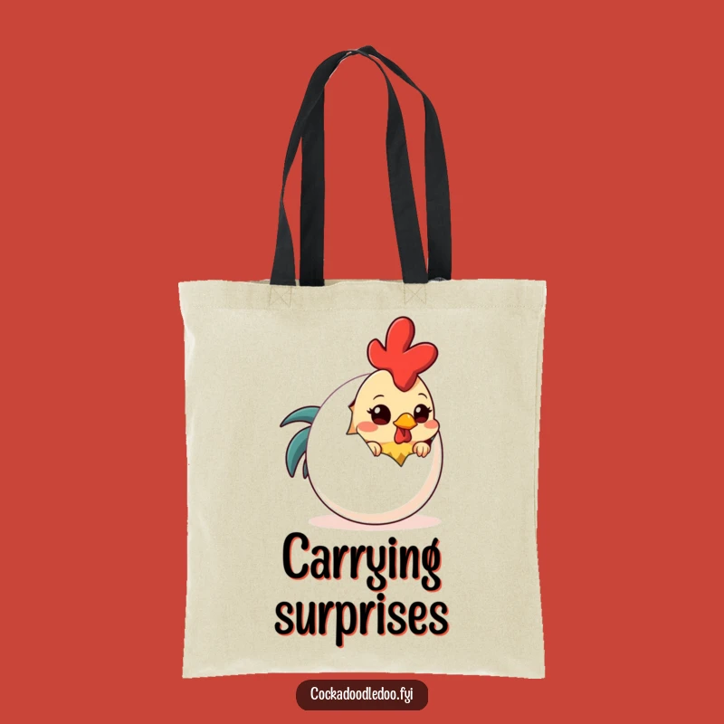 Funny Shy Rooster Egg Tote Bag: Cute Cartoon Bird Bag for Everyday, Humorous Gifts