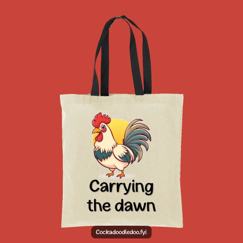 Funny Rooster Tote Bag: Cheerful Sunrise Crowing Bag for Daily Errands