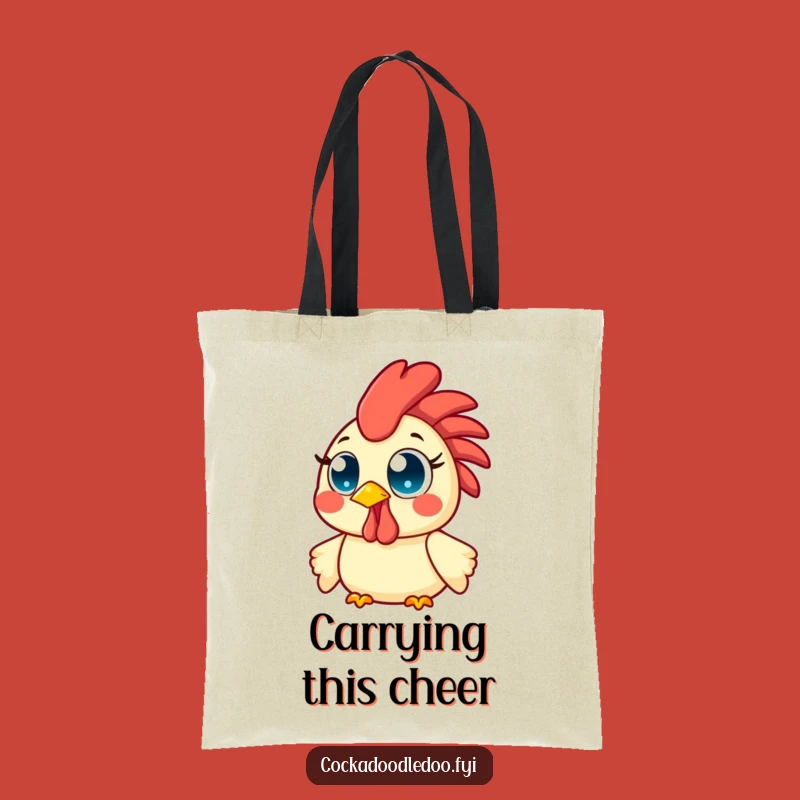 Funny Kawaii Rooster Tote Bag: Morning Cheer Shopping Bag - Gift