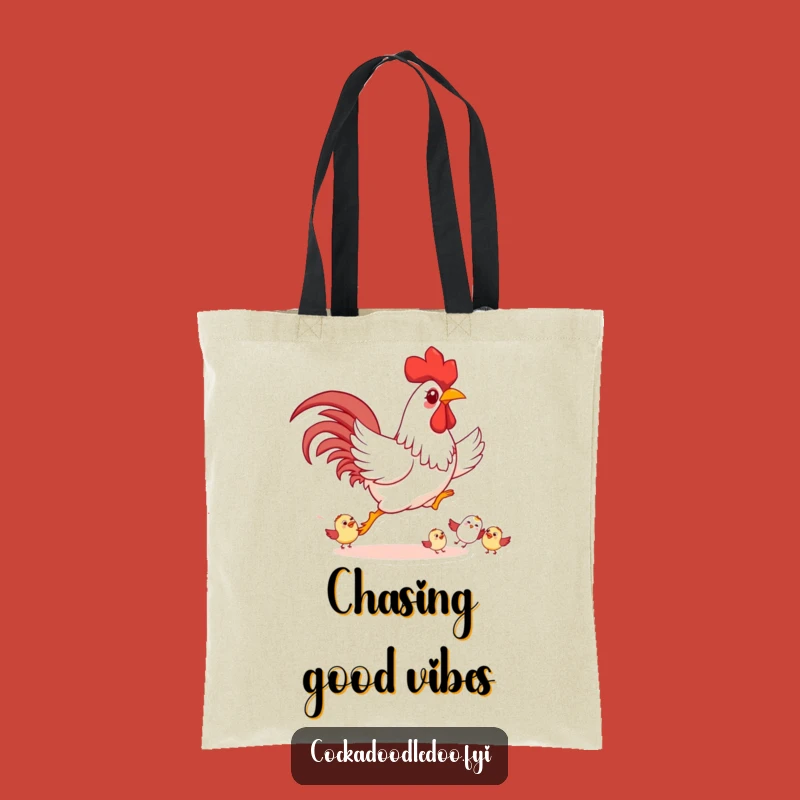 Funny Playful Rooster Tote Bag: Happy Chase Style, Perfect Humorous Gift