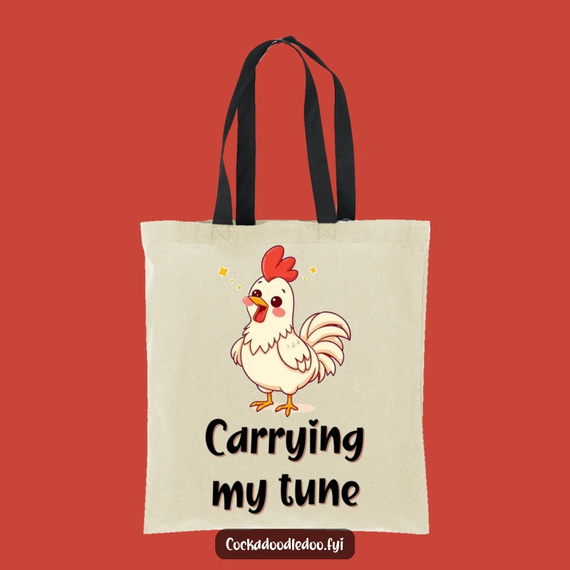 Funny Singing Rooster Tote Bag: Comical Expression Bag for Your Tunes